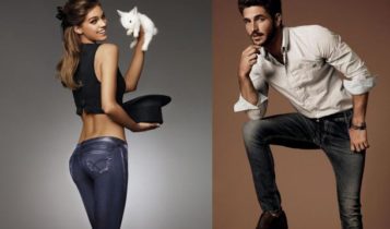 Two cutting edge GAS Jeans products: the Pop-up pants for girls, made with an ultra stretchy mix of cotton and polyester, and the Jogg sporty men jeans, made with fleece yarn shuttle-woven like denim. © GAS Jeans Two cutting edge GAS Jeans products: the Pop-up pants for girls, made with an ultra stretchy mix of cotton and polyester, and the Jogg sporty men jeans, made with a fleece yarn shuttle-woven as denim. © GAS Jeans.