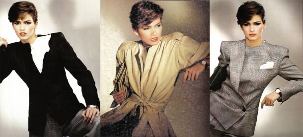 Early supermodel Gia Carangi wearing Giorgio Armani in 1980; © Armani, photos by Aldo Fallai Giorgio Armani 1980 collection on supermodel Gia Carangi