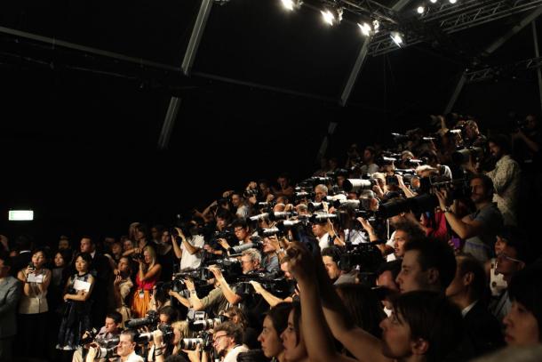 Photographers at work during Milan Fashion Week