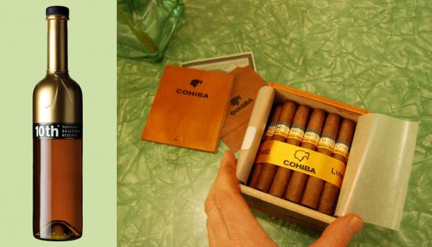 Cohiba cigar paired with Italian grappa