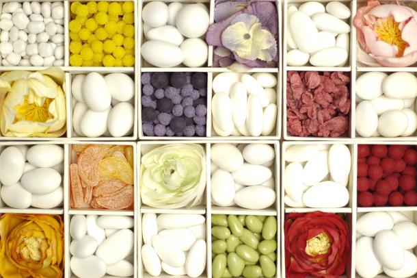 Conti Confetteria is one of many Italian vendors offering confetti in a wide variety of flavours Confetti in various flavours by Conti Confetteria