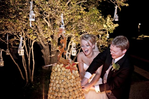 Italian profiterole tower wedding cake