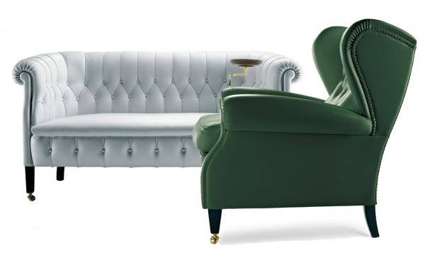 Poltrona Frau Fumoir Sofa and 1919 armchair