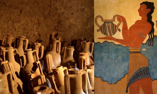 Roman wine amphorae and fresco in Pompoi