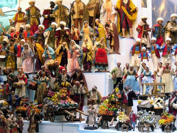 Hand-carved nativity figures for sale in Naples