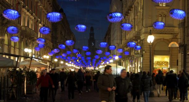 Christmas street decorations in Milan