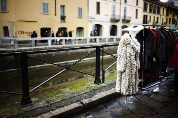 Flea market along the Navigli in Milan