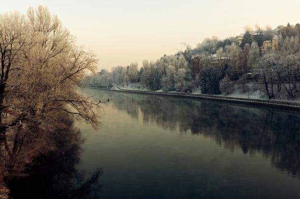 Surrounded on three sides by mountains, slowly descending toward the Po river basin (pictured here on a winter morning), Piedmont enjoy a climate well suited for growing a wide variety of wine grapes. © iStockphoto/Thinkstock Winter view of the Po river in Piedmont