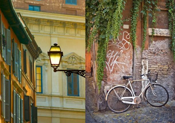 Rome Trastevere neighborhood street views