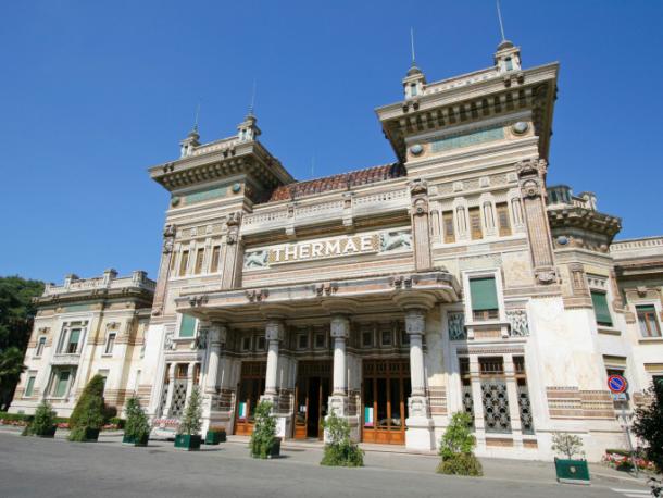 Grand Art Déco entrance of Salsomaggiore Terme spa