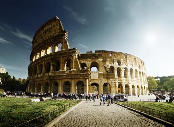 Tourists visiting Rome's Colosseum