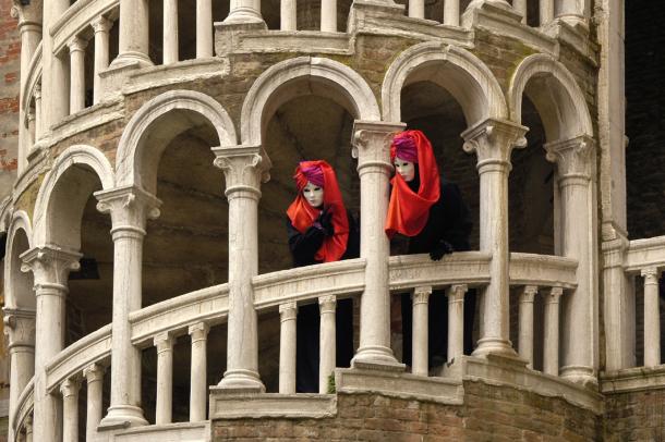 Venice Carnival: Two masked figures