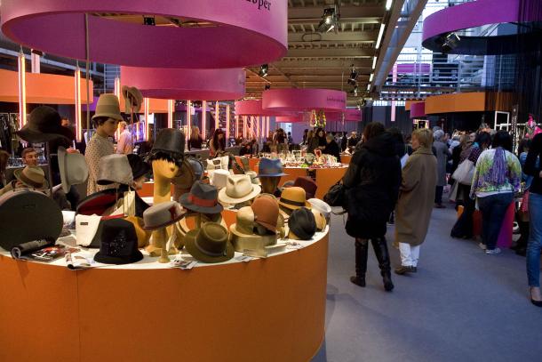 Hats on display at Cloudnine, an accessories trade fair held in Milan