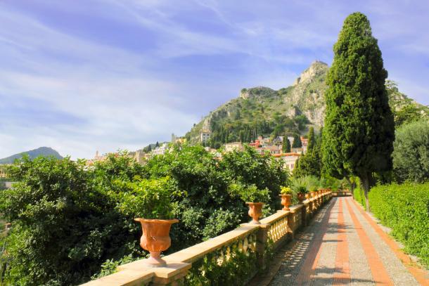 Monumental garden view in Taormina, Sicily